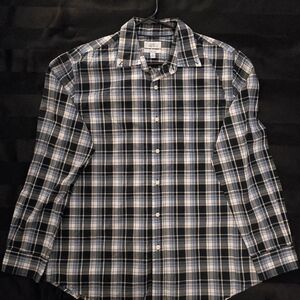 Croft & Barrow Navy and White Plaid Shirt